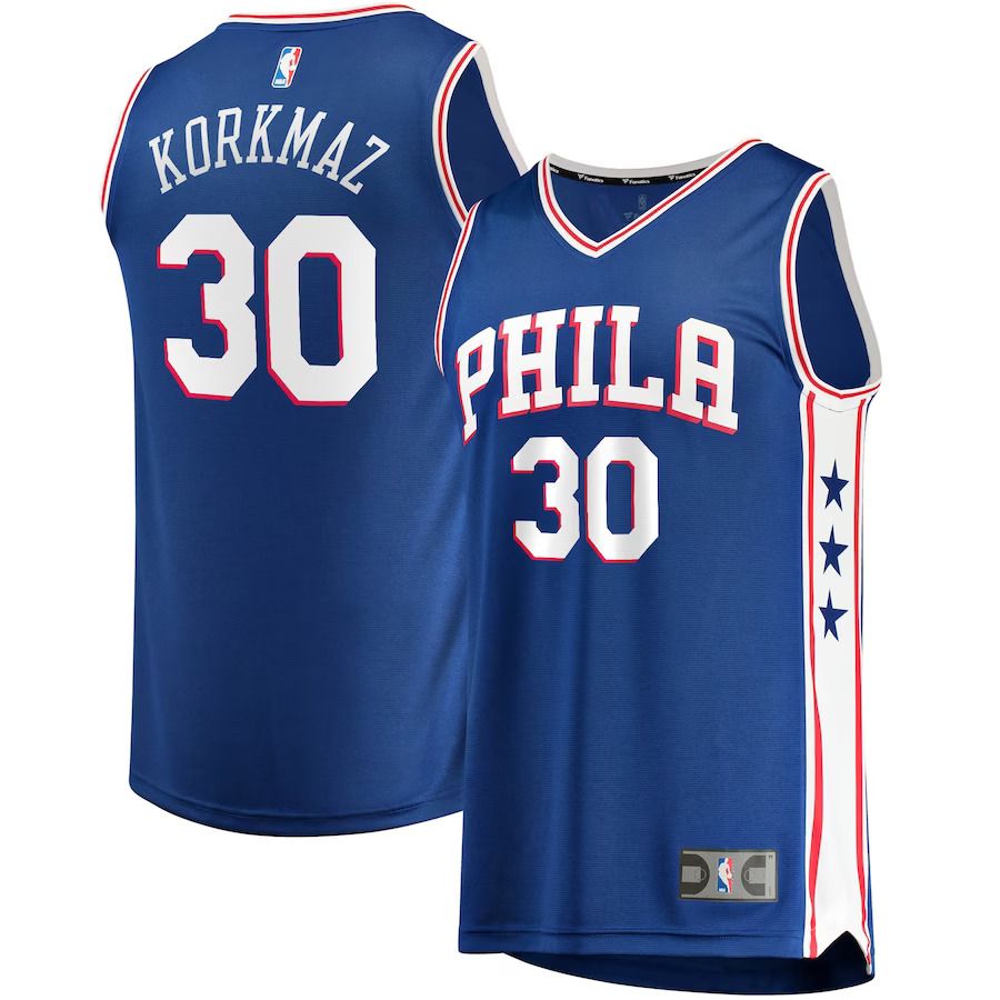 Men Philadelphia 76ers #30 Furkan Korkmaz Fanatics Branded Royal Fast Break Replica NBA Jersey->youth nba jersey->Youth Jersey